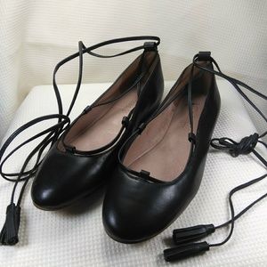 Madewell Black Gladiator Ballet Flats Laces Size 6
